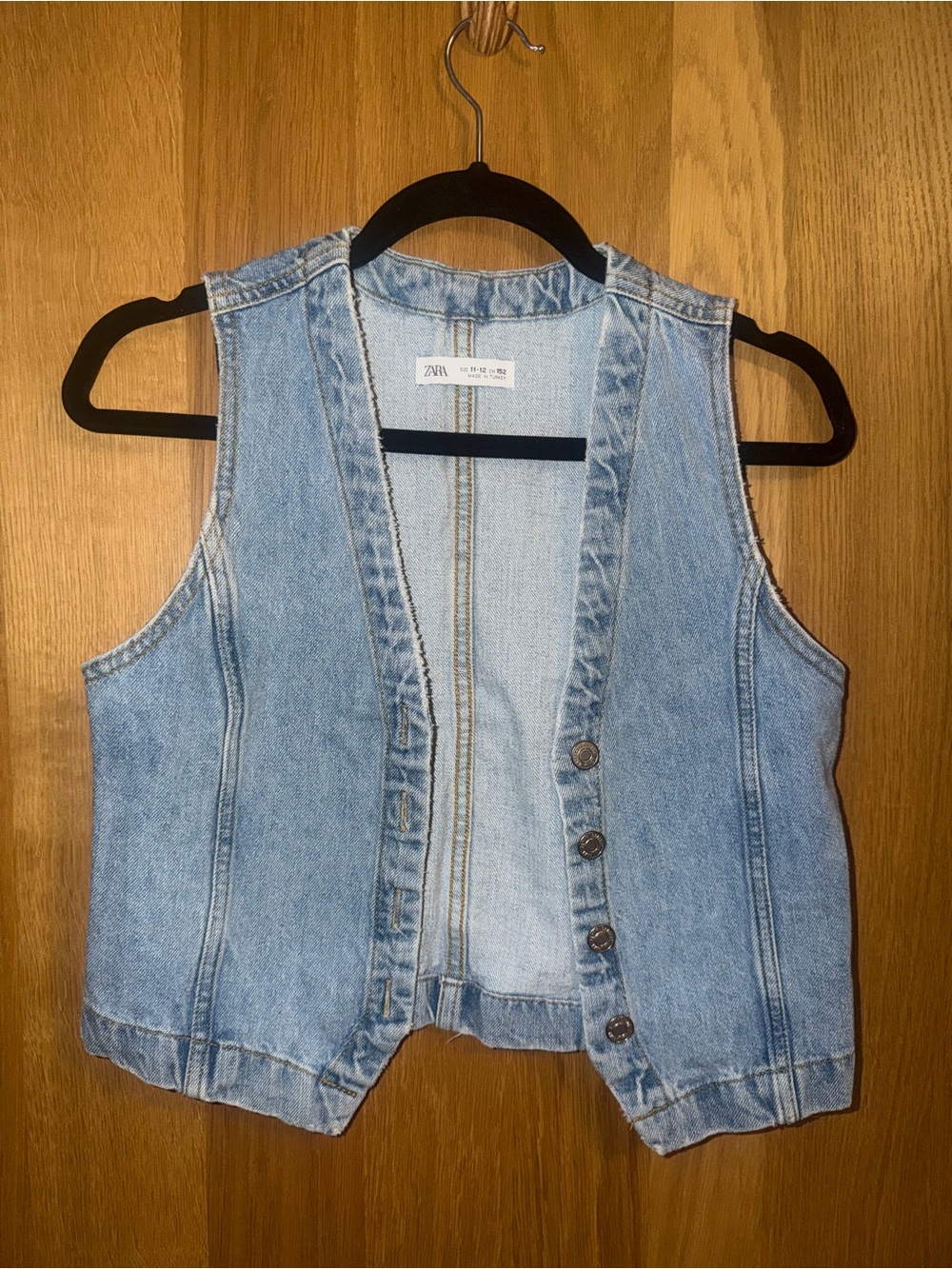 Zara Light Wash Denim Button-Up Vest